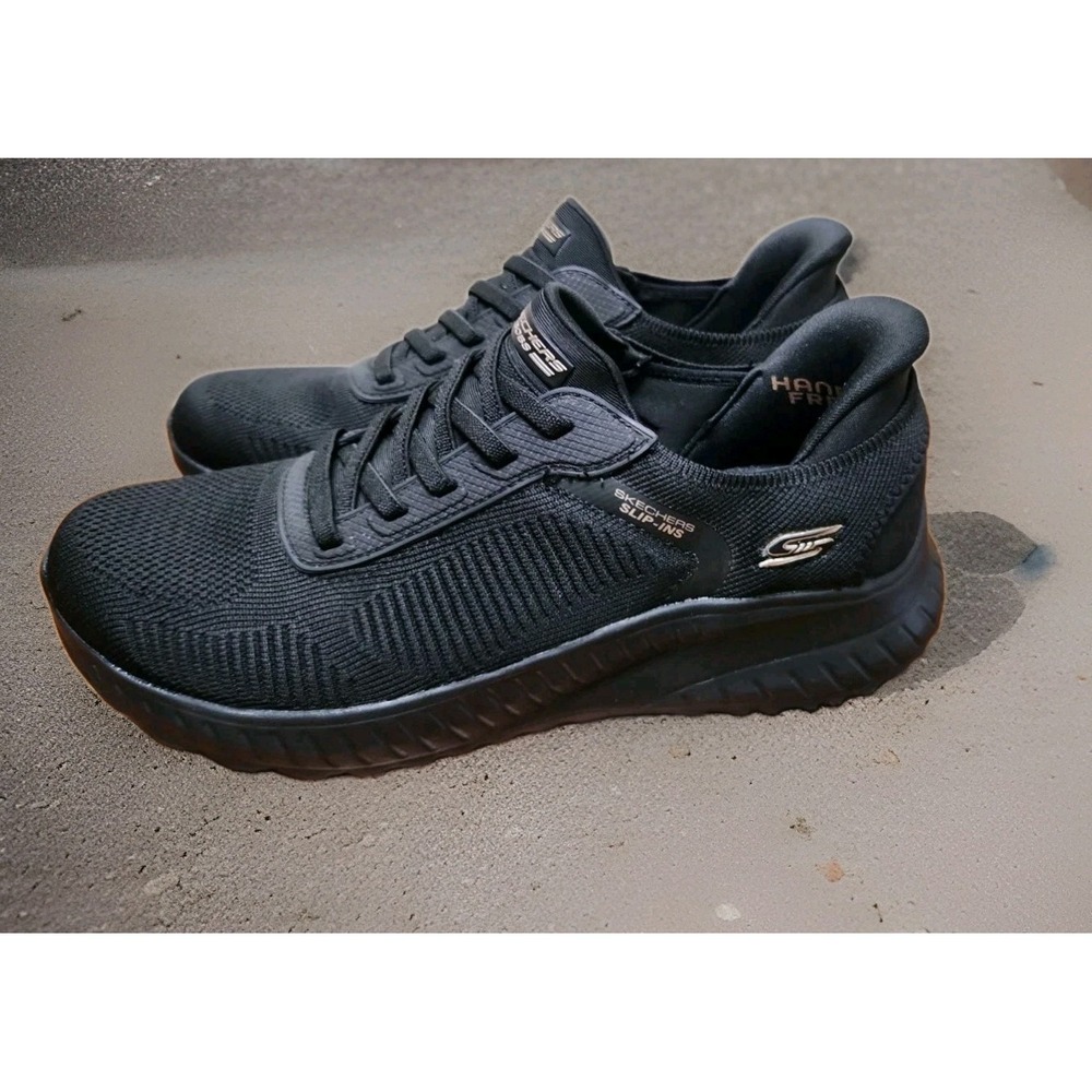 Skechers BOBS Women 7.5 Squad Chaos Current Muse Black Slip-Ins 117497